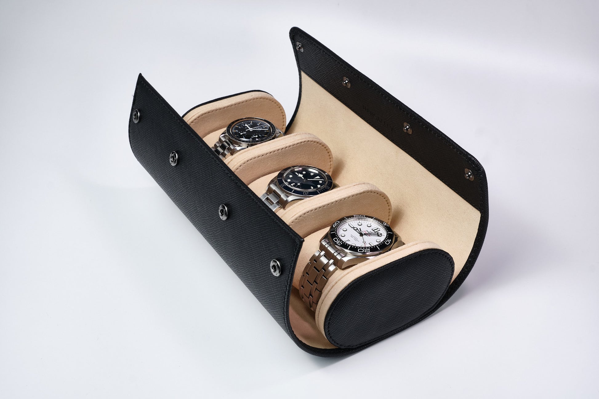 3-Compartment Protective Watch Case (Saffiano Leather)
